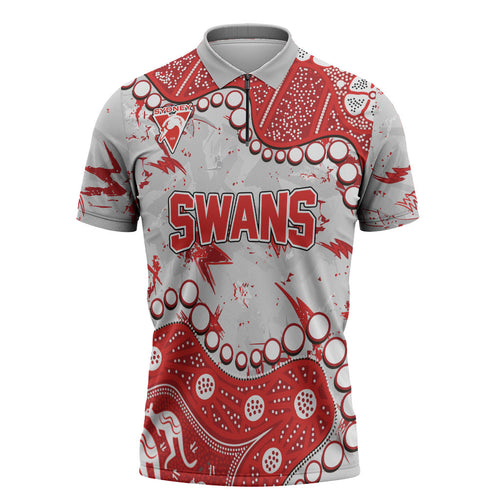 Personalized Sydney Swans Zipper Polo Shirt Aboriginal Pattern with Graffiti Style