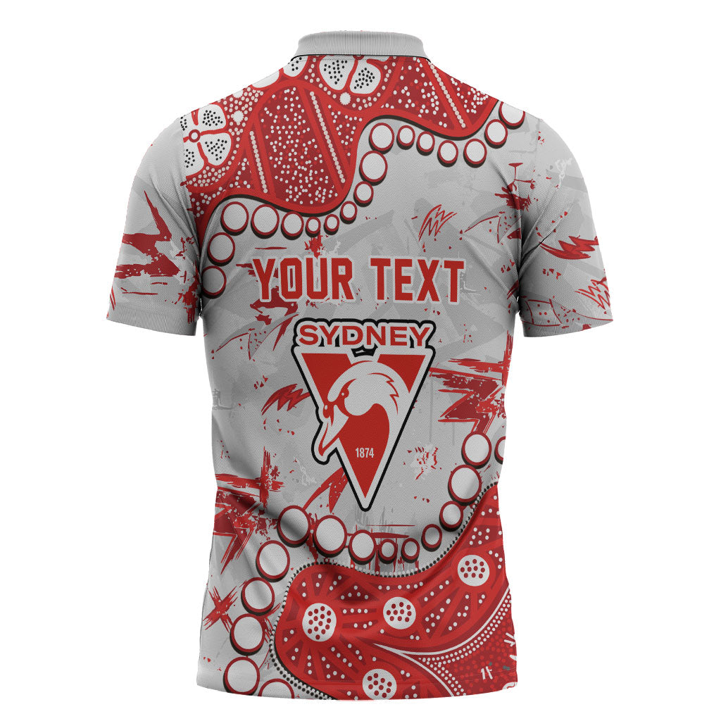 Personalized Sydney Swans Zipper Polo Shirt Aboriginal Pattern with Graffiti Style
