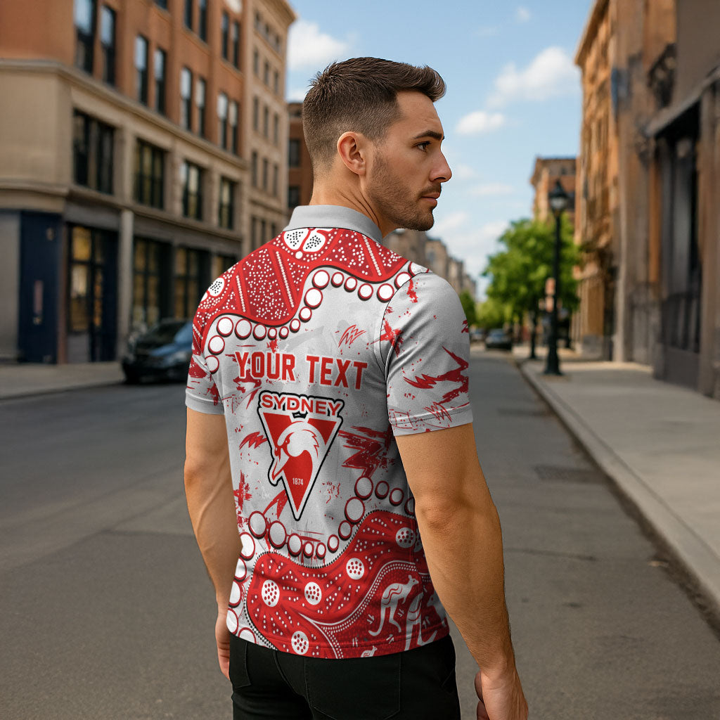 Personalized Sydney Swans Zipper Polo Shirt Aboriginal Pattern with Graffiti Style