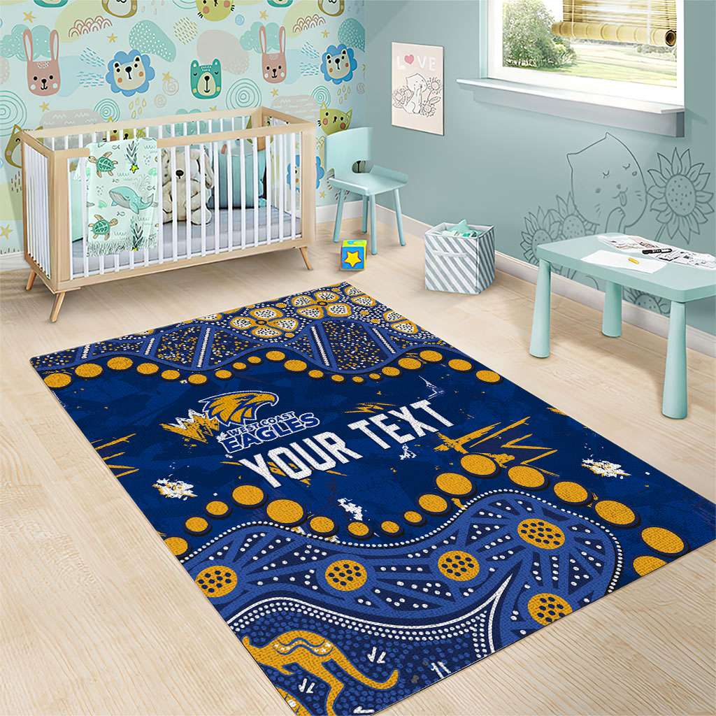 Personalized West Coast Eagles Area Rug Aboriginal Pattern with Graffiti Style