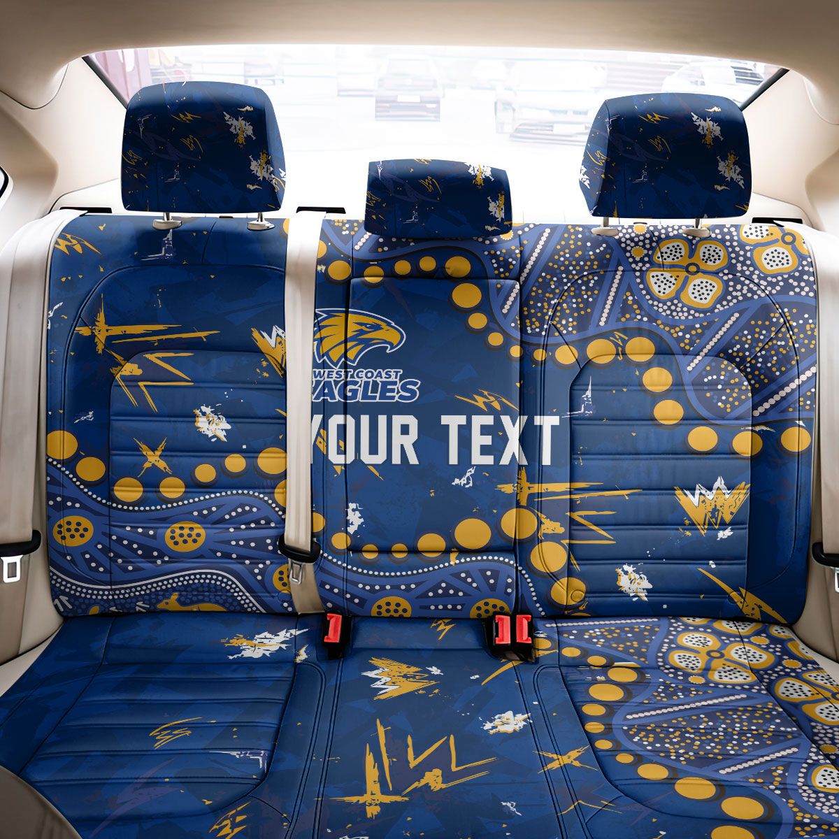 Personalized West Coast Eagles Back Car Seat Cover Aboriginal Pattern with Graffiti Style