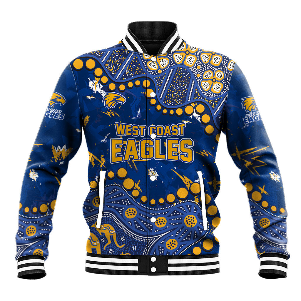 Personalized West Coast Eagles Baseball Jacket Aboriginal Pattern with Graffiti Style