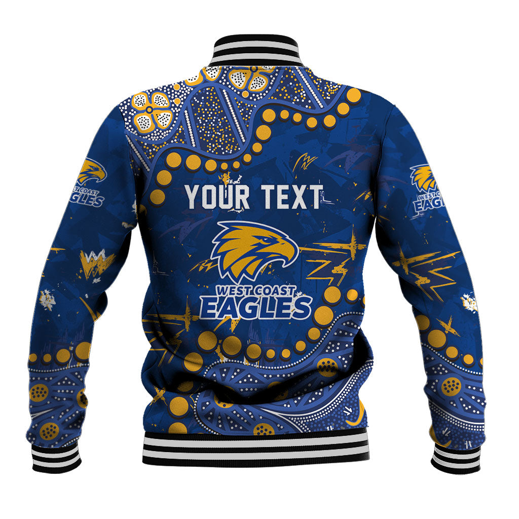 Personalized West Coast Eagles Baseball Jacket Aboriginal Pattern with Graffiti Style
