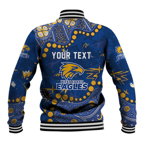 Personalized West Coast Eagles Baseball Jacket Aboriginal Pattern with Graffiti Style