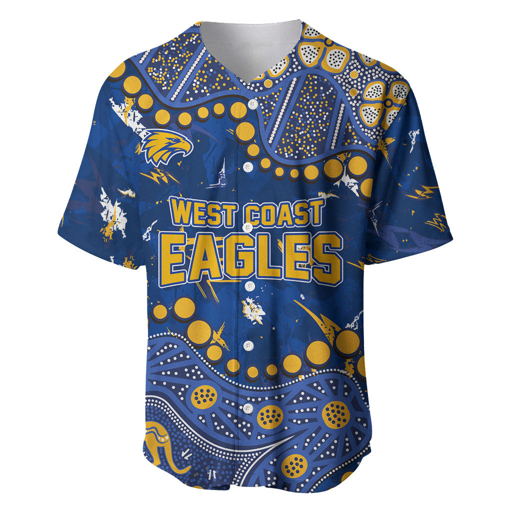 Personalized West Coast Eagles Baseball Jersey Aboriginal Pattern with Graffiti Style