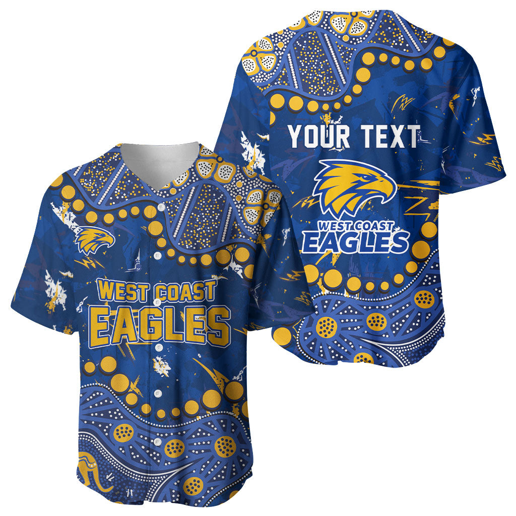 Personalized West Coast Eagles Baseball Jersey Aboriginal Pattern with Graffiti Style