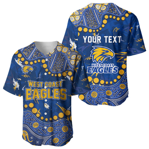 Personalized West Coast Eagles Baseball Jersey Aboriginal Pattern with Graffiti Style