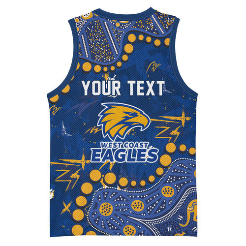Personalized West Coast Eagles Basketball Jersey Aboriginal Pattern with Graffiti Style