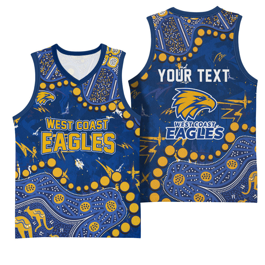 Personalized West Coast Eagles Basketball Jersey Aboriginal Pattern with Graffiti Style