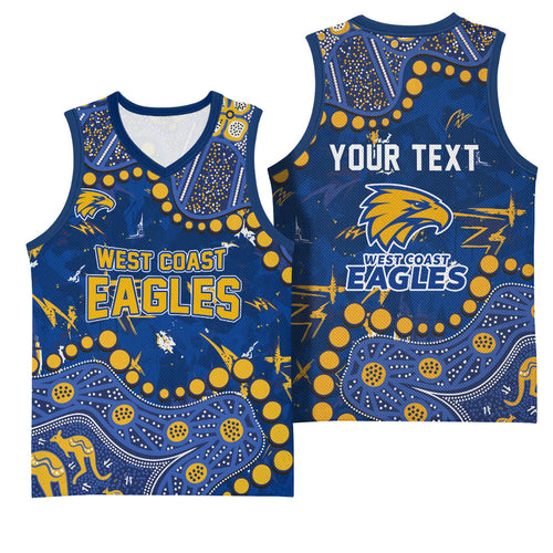 Personalized West Coast Eagles Basketball Jersey Aboriginal Pattern with Graffiti Style