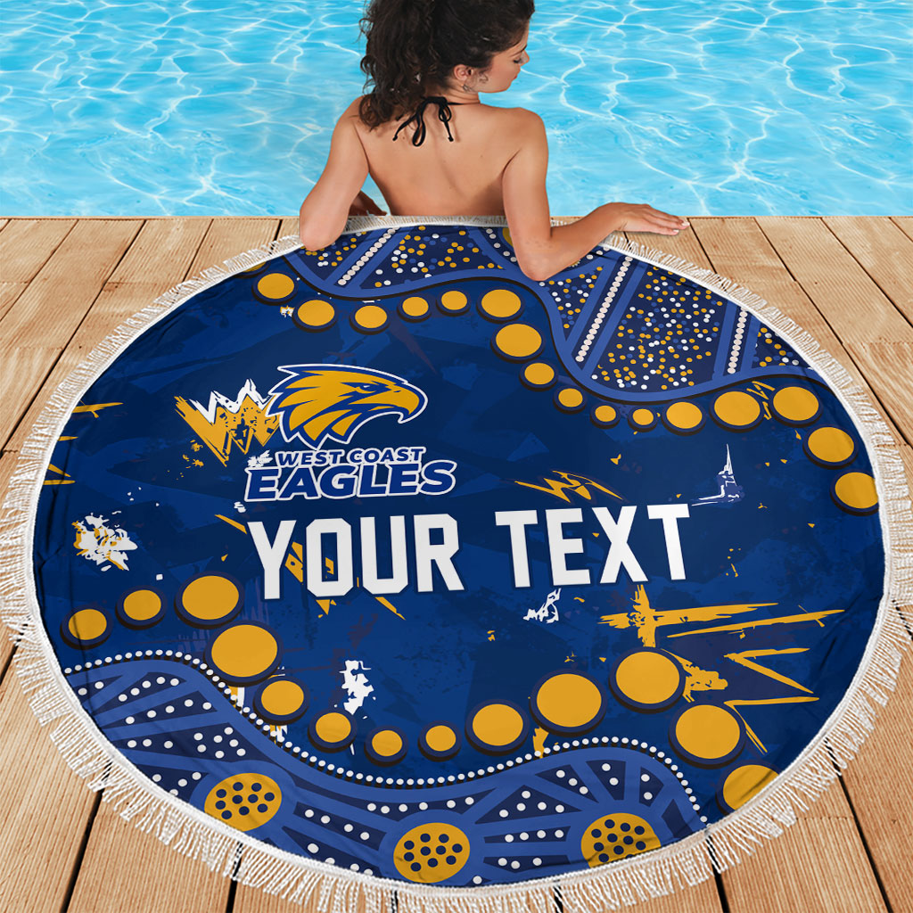 Personalized West Coast Eagles Beach Blanket Aboriginal Pattern with Graffiti Style
