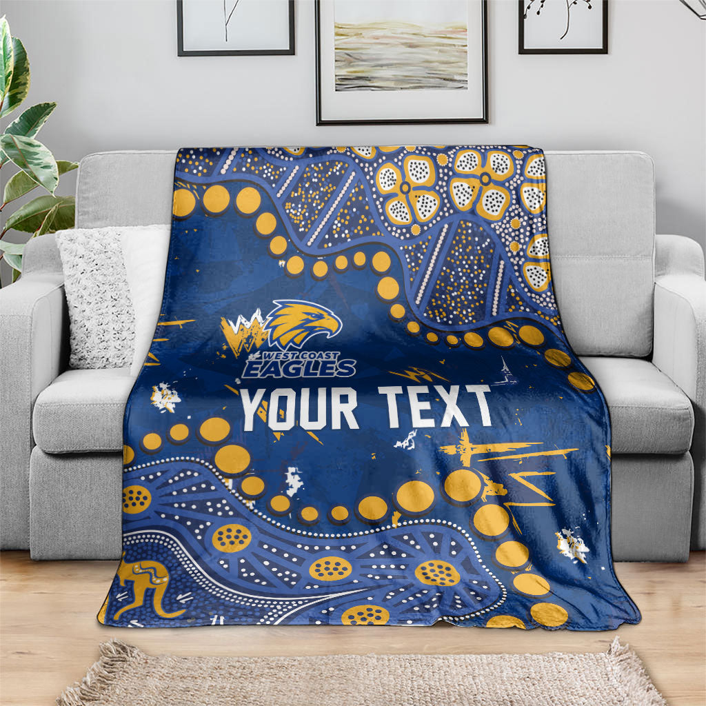 Personalized West Coast Eagles Blanket Aboriginal Pattern with Graffiti Style