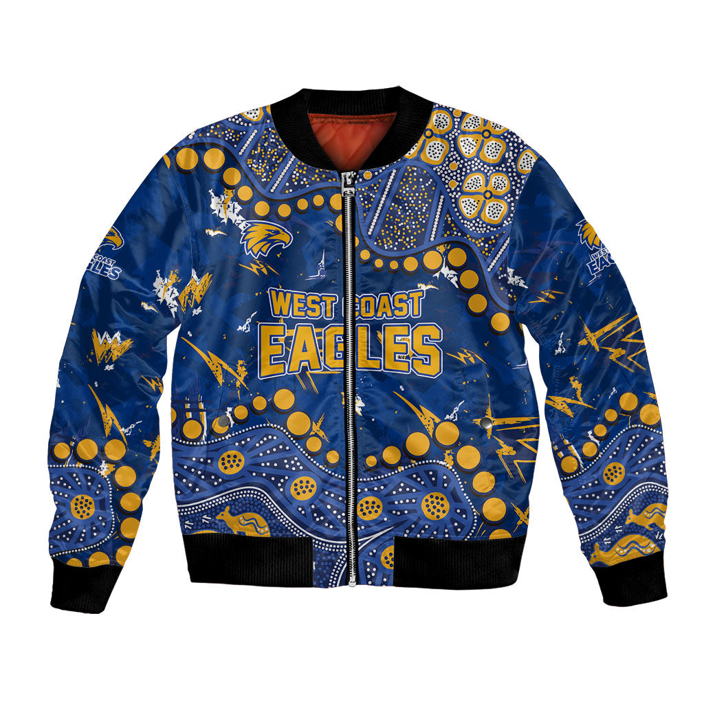 Personalized West Coast Eagles Bomber Jacket Aboriginal Pattern with Graffiti Style
