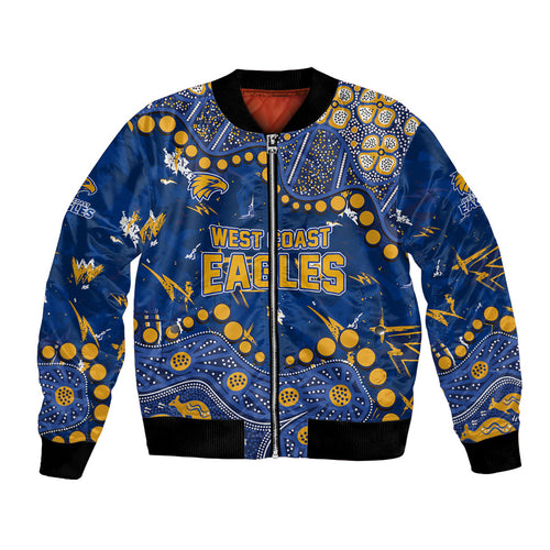 Personalized West Coast Eagles Bomber Jacket Aboriginal Pattern with Graffiti Style