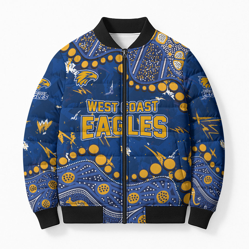 Personalized West Coast Eagles Bomber Puffer Jacket Aboriginal Pattern with Graffiti Style