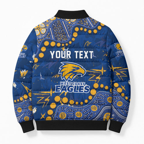 Personalized West Coast Eagles Bomber Puffer Jacket Aboriginal Pattern with Graffiti Style