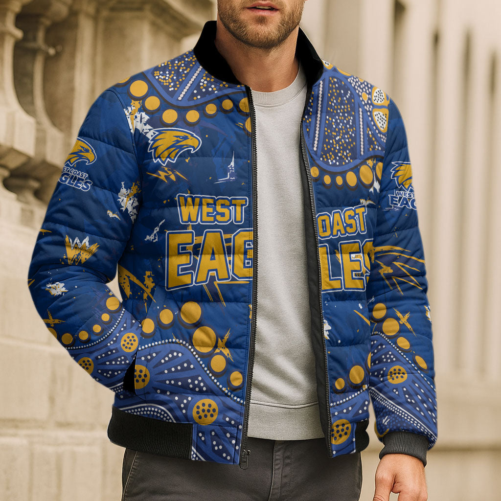 Personalized West Coast Eagles Bomber Puffer Jacket Aboriginal Pattern with Graffiti Style