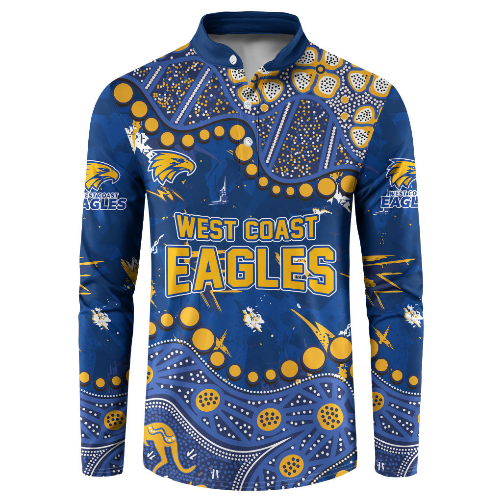 Personalized West Coast Eagles Button Sweatshirt Aboriginal Pattern with Graffiti Style