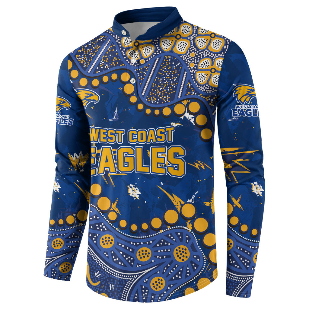 Personalized West Coast Eagles Button Sweatshirt Aboriginal Pattern with Graffiti Style