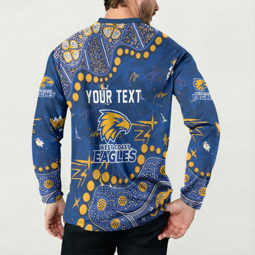 Personalized West Coast Eagles Button Sweatshirt Aboriginal Pattern with Graffiti Style