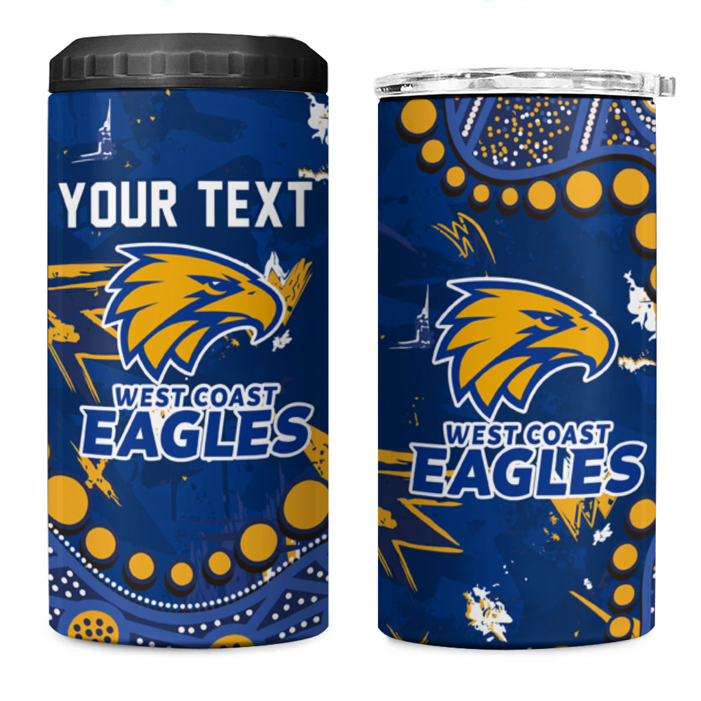 Personalized West Coast Eagles 4 in 1 Can Cooler Tumbler Aboriginal Pattern with Graffiti Style