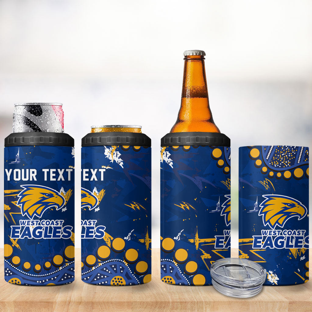 Personalized West Coast Eagles 4 in 1 Can Cooler Tumbler Aboriginal Pattern with Graffiti Style