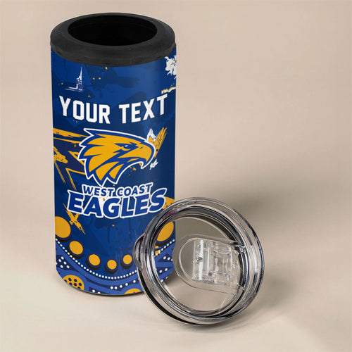 Personalized West Coast Eagles 4 in 1 Can Cooler Tumbler Aboriginal Pattern with Graffiti Style