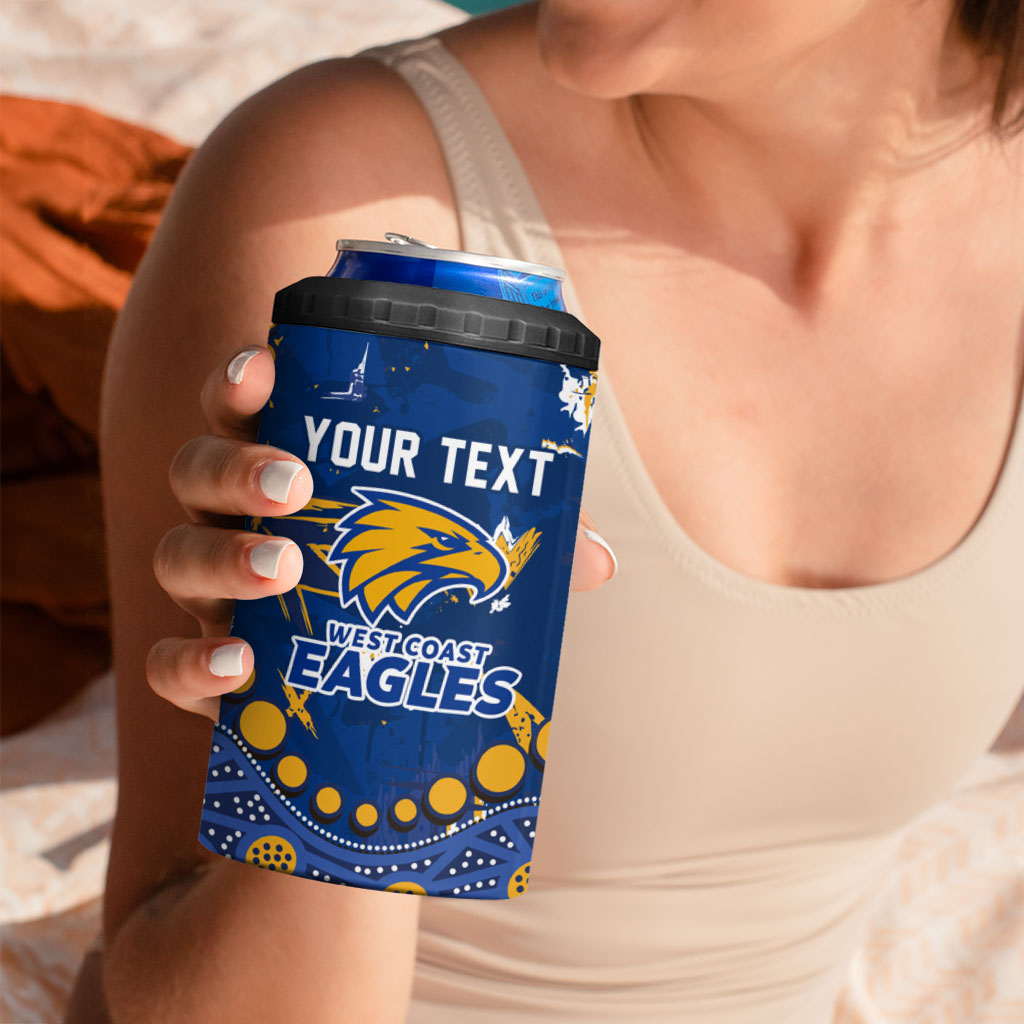 Personalized West Coast Eagles 4 in 1 Can Cooler Tumbler Aboriginal Pattern with Graffiti Style