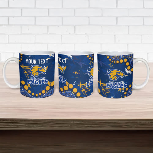 Personalized West Coast Eagles Ceramic Mug Aboriginal Pattern with Graffiti Style