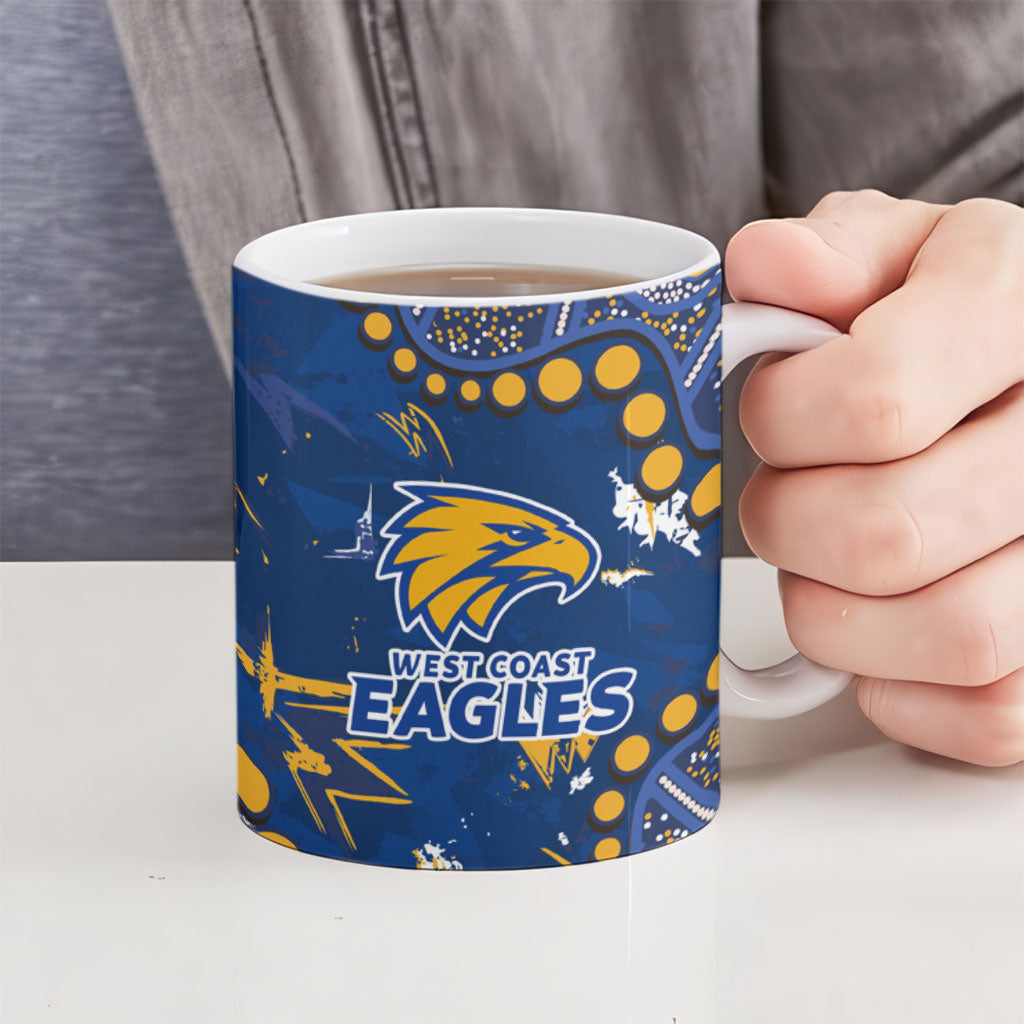 Personalized West Coast Eagles Ceramic Mug Aboriginal Pattern with Graffiti Style