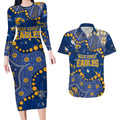 Personalized West Coast Eagles Couples Matching Long Sleeve Bodycon Dress and Hawaiian Shirt Aboriginal Pattern with Graffiti Style