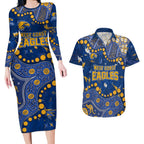Personalized West Coast Eagles Couples Matching Long Sleeve Bodycon Dress and Hawaiian Shirt Aboriginal Pattern with Graffiti Style