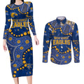 Personalized West Coast Eagles Couples Matching Long Sleeve Bodycon Dress and Long Sleeve Button Shirt Aboriginal Pattern with Graffiti Style