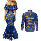 Personalized West Coast Eagles Couples Matching Mermaid Dress and Long Sleeve Button Shirt Aboriginal Pattern with Graffiti Style