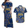 Personalized West Coast Eagles Couples Matching Off Shoulder Maxi Dress and Hawaiian Shirt Aboriginal Pattern with Graffiti Style