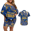 Personalized West Coast Eagles Couples Matching Off Shoulder Short Dress and Hawaiian Shirt Aboriginal Pattern with Graffiti Style