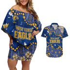 Personalized West Coast Eagles Couples Matching Off Shoulder Short Dress and Hawaiian Shirt Aboriginal Pattern with Graffiti Style