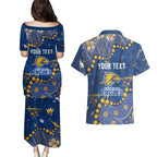 Personalized West Coast Eagles Couples Matching Puletasi and Hawaiian Shirt Aboriginal Pattern with Graffiti Style