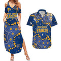 Personalized West Coast Eagles Couples Matching Summer Maxi Dress and Hawaiian Shirt Aboriginal Pattern with Graffiti Style