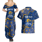 Personalized West Coast Eagles Couples Matching Summer Maxi Dress and Hawaiian Shirt Aboriginal Pattern with Graffiti Style