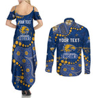 Personalized West Coast Eagles Couples Matching Summer Maxi Dress and Long Sleeve Button Shirt Aboriginal Pattern with Graffiti Style