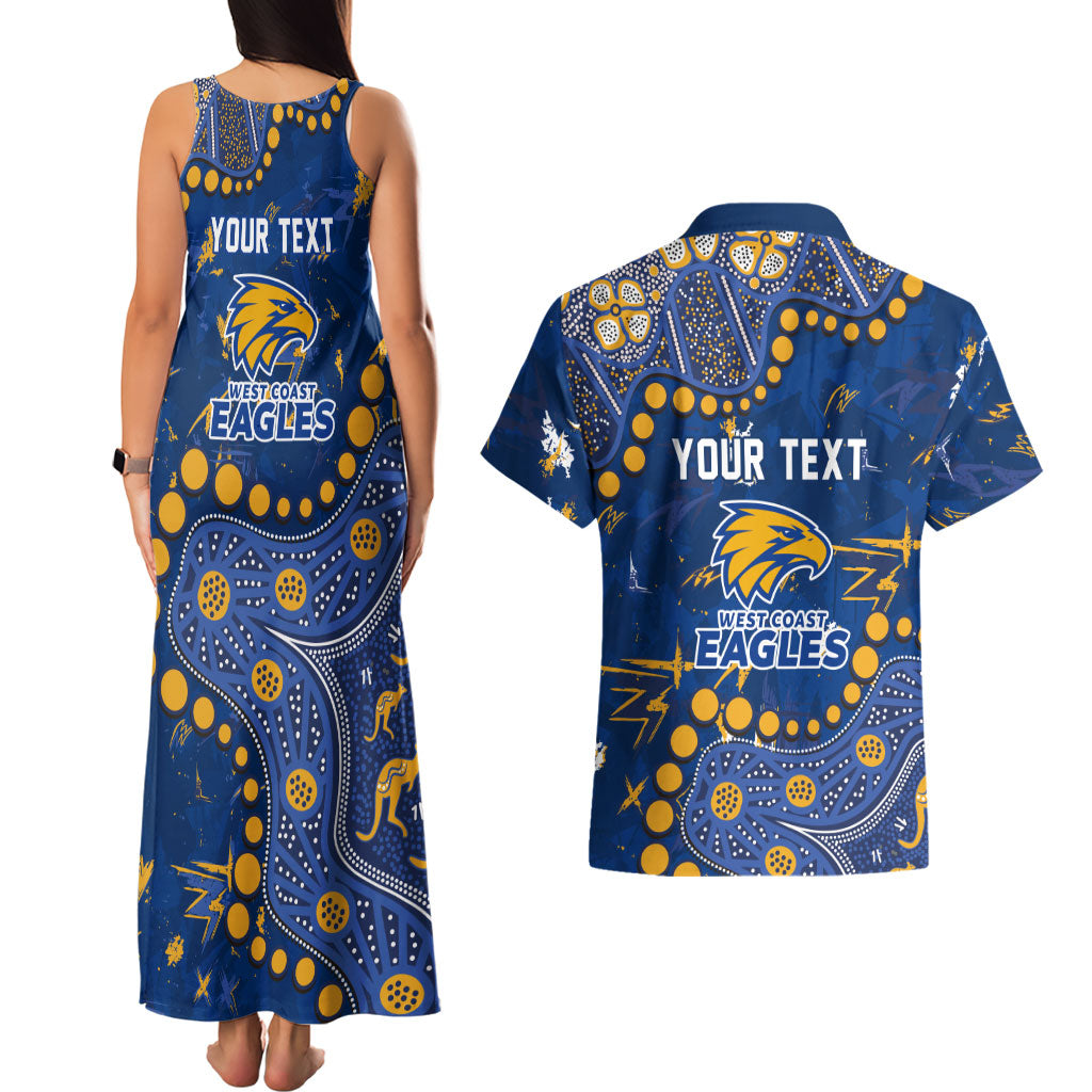 Personalized West Coast Eagles Couples Matching Tank Maxi Dress and Hawaiian Shirt Aboriginal Pattern with Graffiti Style