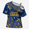 Personalized West Coast Eagles Cross Shoulder Shirt Aboriginal Pattern with Graffiti Style