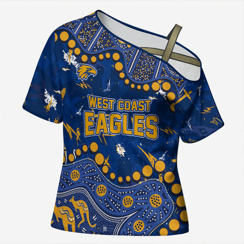 Personalized West Coast Eagles Cross Shoulder Shirt Aboriginal Pattern with Graffiti Style