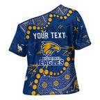 Personalized West Coast Eagles Cross Shoulder Shirt Aboriginal Pattern with Graffiti Style