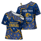Personalized West Coast Eagles Cross Shoulder Shirt Aboriginal Pattern with Graffiti Style