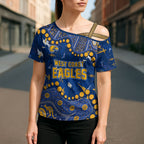 Personalized West Coast Eagles Cross Shoulder Shirt Aboriginal Pattern with Graffiti Style