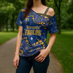 Personalized West Coast Eagles Cross Shoulder Shirt Aboriginal Pattern with Graffiti Style