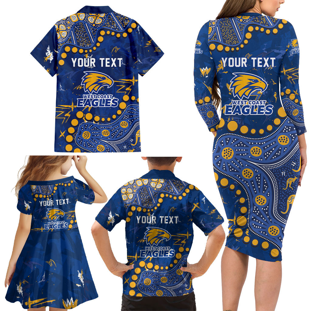 Personalized West Coast Eagles Family Matching Long Sleeve Bodycon Dress and Hawaiian Shirt Aboriginal Pattern with Graffiti Style