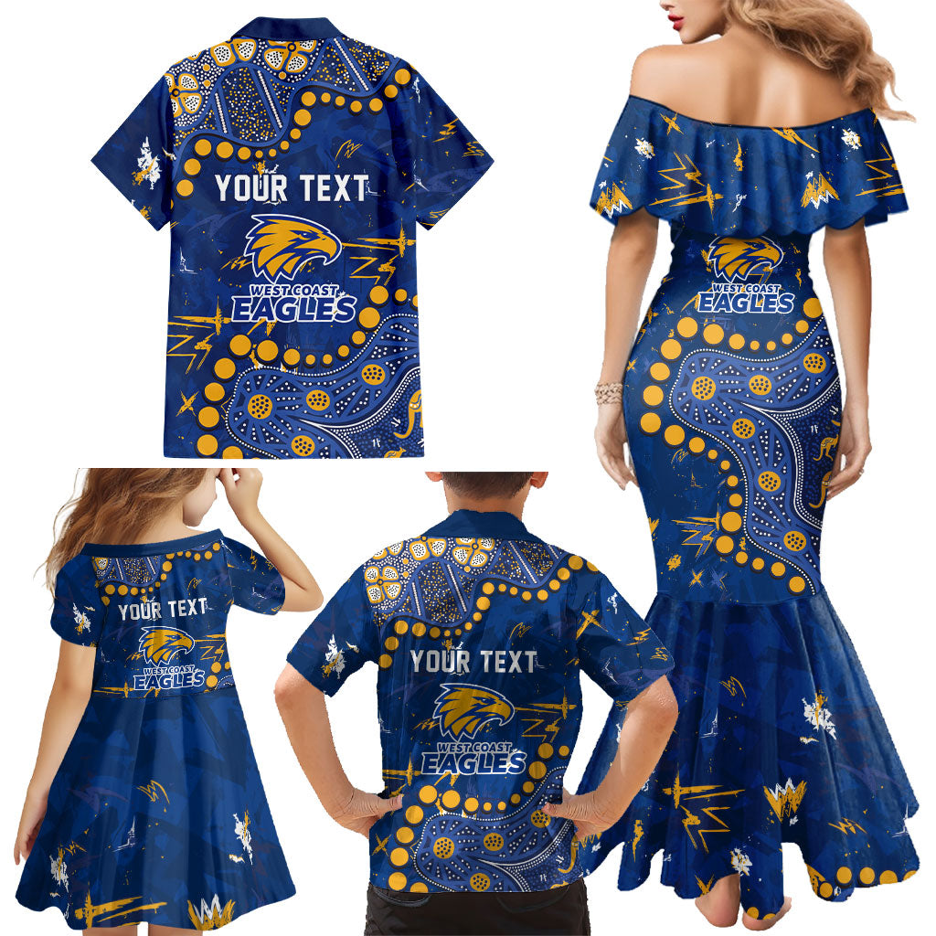 Personalized West Coast Eagles Family Matching Mermaid Dress and Hawaiian Shirt Aboriginal Pattern with Graffiti Style